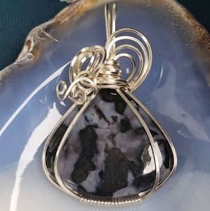 Indigo Gabbro Wire Wrapped Pendant